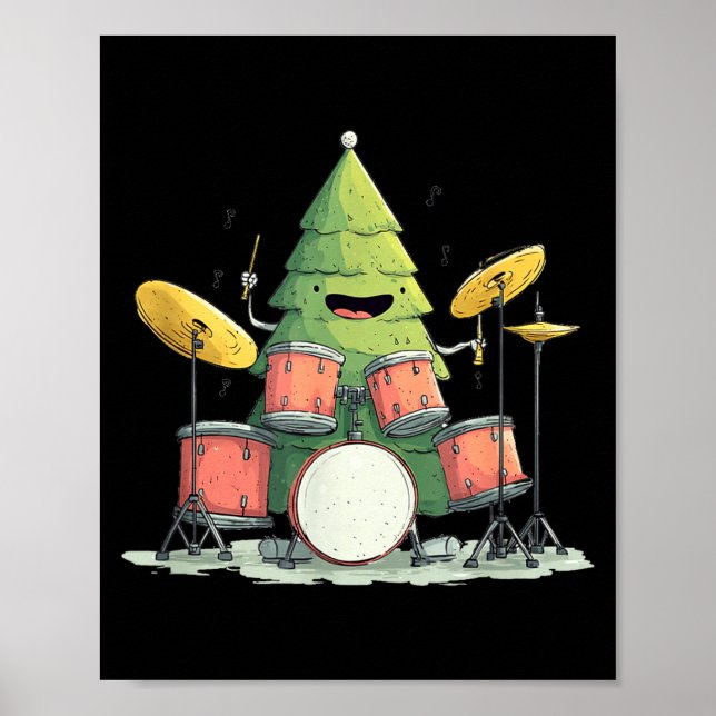 Affiche Awesome Xmas Tree With Drums For Rocking Christmas (Devant)