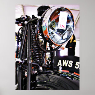 Affiche AWS 5. Vue avant de moto vintage