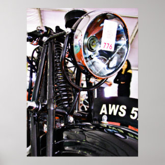 Affiche AWS 5. Vue avant de moto vintage