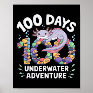 Affiche Axolotl 100 Jours D'École Aventure Sous-Marine Sm