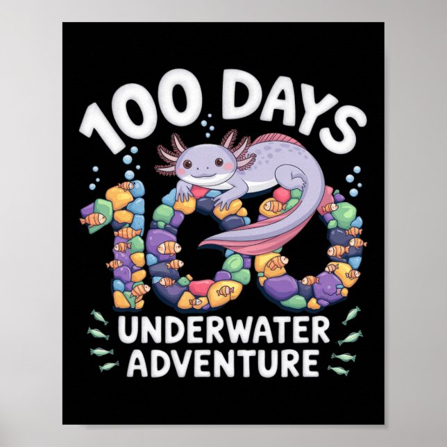 Affiche Axolotl 100 Jours D'École Aventure Sous-Marine Sm (Devant)
