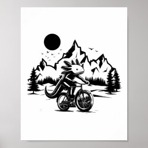 Affiche Axolotl à vélo cyclisme vintage montagne Axo