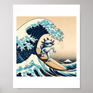 Affiche Axolotl Amour de Surf de Vague Drôle de Lézard d'A