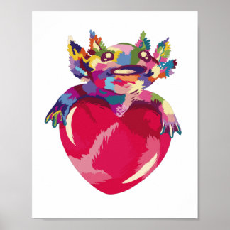 Affiche Axolotl animal et coeur