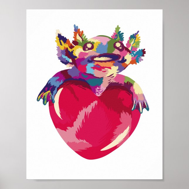 Affiche Axolotl animal et coeur (Devant)