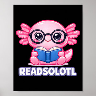 Affiche Axolotl bibliophile drôle livreur lecteur livre