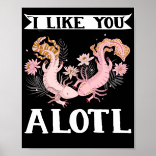 Affiche Axolotl Couple Amis Je Vous Aimerais Un Lotl Kawai