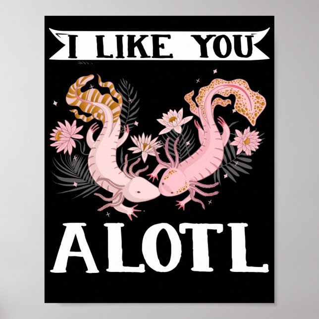Affiche Axolotl Couple Amis Je Vous Aimerais Un Lotl Kawai (Devant)