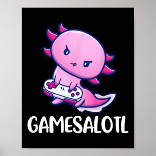 Affiche Axolotl Cute Jouer Jeu Vidéo