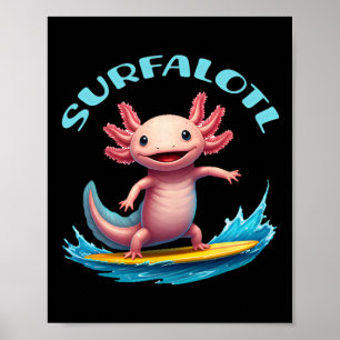 Affiche Axolotl de surf Surfalotl drôle océan plage