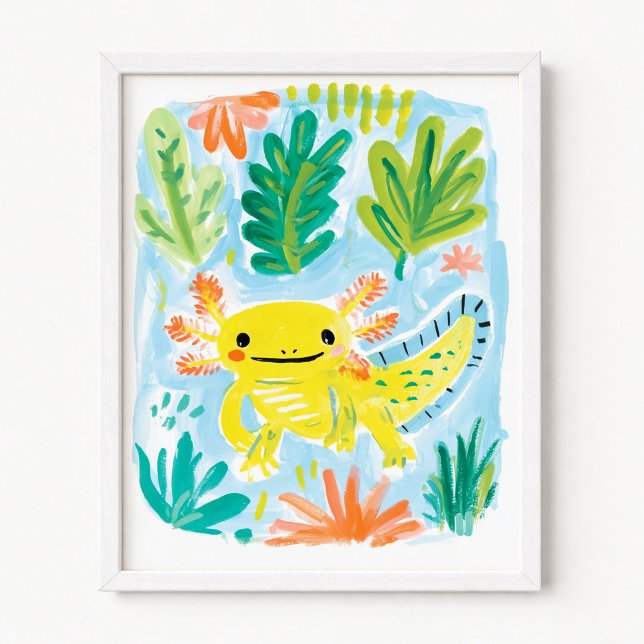 Affiche Axolotl Jaune (Yellow Axolotl Poster)