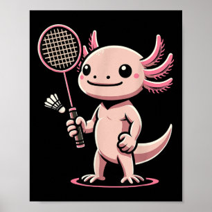 Affiche Axolotl Jouant au Joueur de Badminton Navette Spor