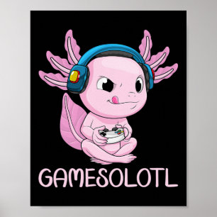Affiche Axolotl Joueur Gamesolotl Kawaii Jeux Pour Garçons