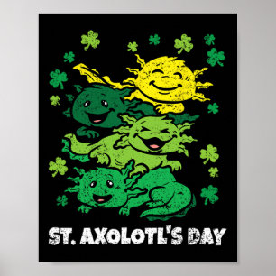 Affiche Axolotl Jour de la Saint Patrick mignon animal Sha