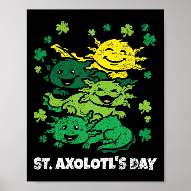 Affiche Axolotl Jour de la Saint Patrick mignon animal Sha (Devant)