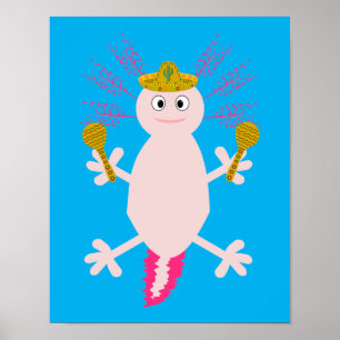 Affiche Axolotl mexicain de la fête des morts