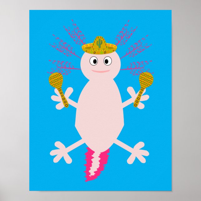 Affiche Axolotl mexicain de la fête des morts (Devant)