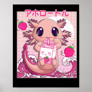Affiche Axolotl Pastel Goth Strawberry Milk Shake Anime Ae