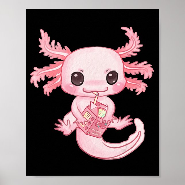 Affiche Axolotl Pastel Goth Strawberry Milk Shake Anime Ae (Devant)
