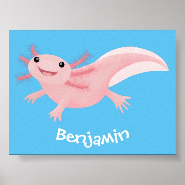 Affiche axolotl rose pâle (Devant)