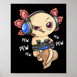 Affiche Axolotl Shirt Garçons Gamers - Kawaii Jeu Vidéo