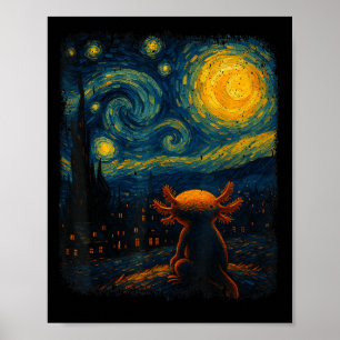 Affiche Axolotl Starry Night Van Gogh Cadeaux D'Art Pour L