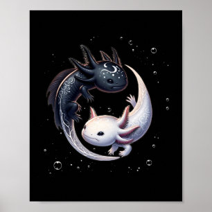 Affiche Axolotls Yin Yang Graphisme Japonais Art Anime Axo