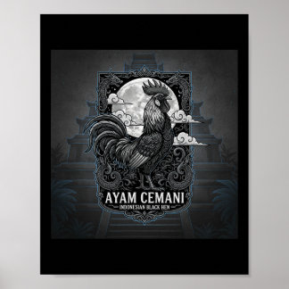 Affiche Ayam Cemani - Poule Noire Indonésie Indonésien A