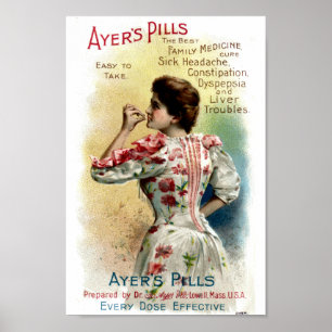 Affiche Ayers Pills Publicité Vintage