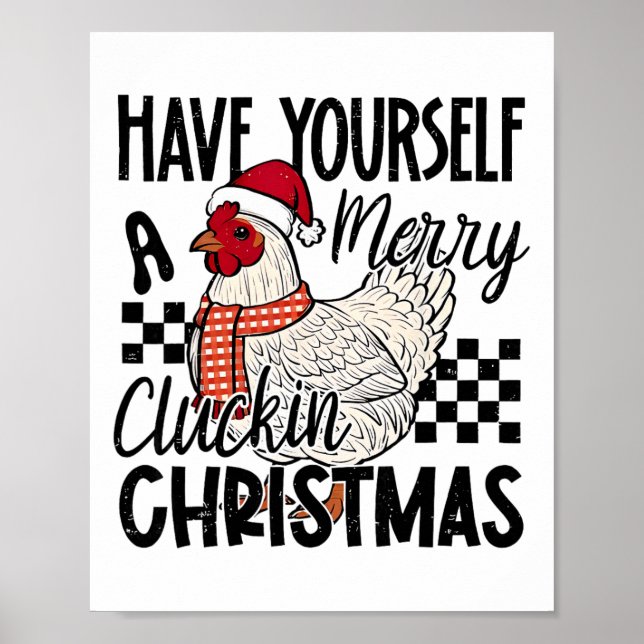 Affiche Ayez un joyeux Noël caquetant poulet C (Devant)