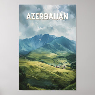 Affiche Azerbaïdjan Illustration Voyage Art Vintage