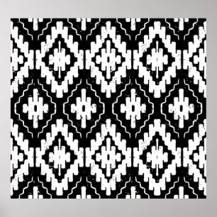 Affiche Aztec Black-White : Vintage Ethnic Print.