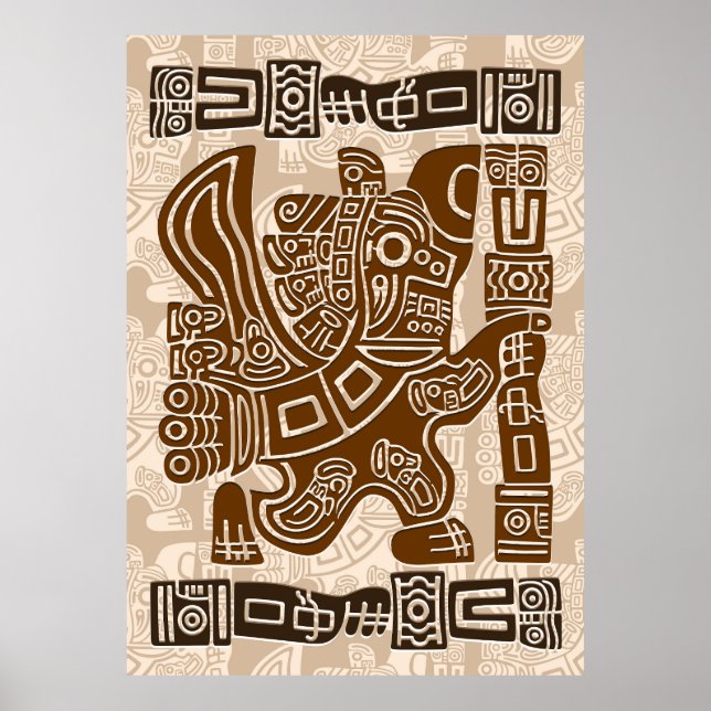 Affiche Aztec Eagle Guerrier Tribal Art antique (Devant)