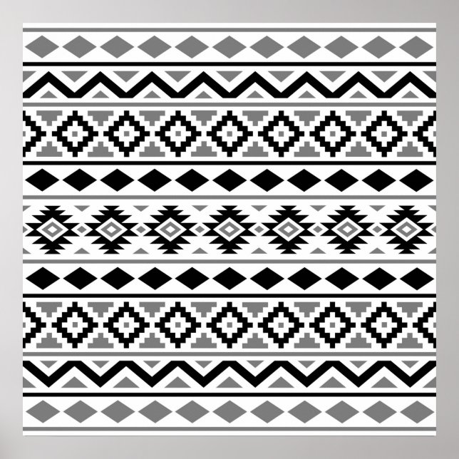 Affiche Aztec Essence Motif III noir blanc gris (Devant)