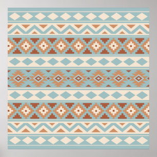 Affiche Aztec Essence Ptn IIIb Blue Cream Terracottas