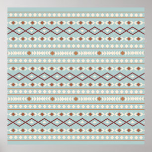 Affiche Aztec Formes Motif Rusts Crème Turquoise-Bleu