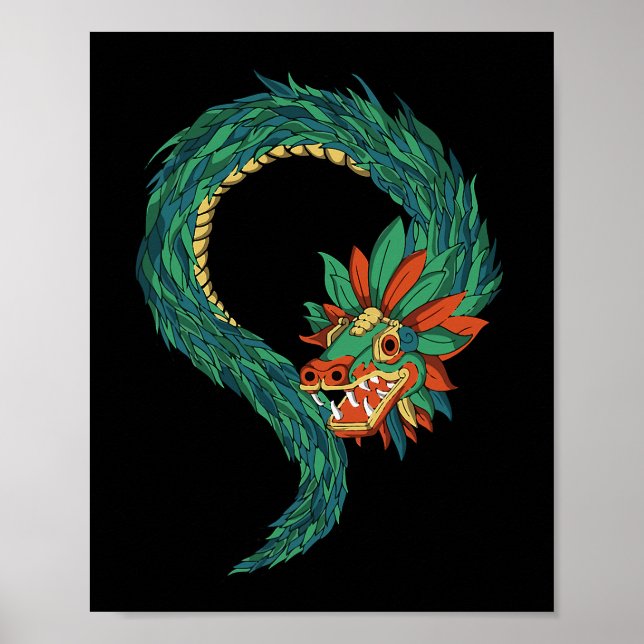 Affiche Aztec God Quetzalcoatl Serpent Dragon Inca Maya Ci (Devant)