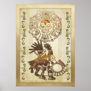 Affiche AZTEC Huitzilopochti Folk Art Motif