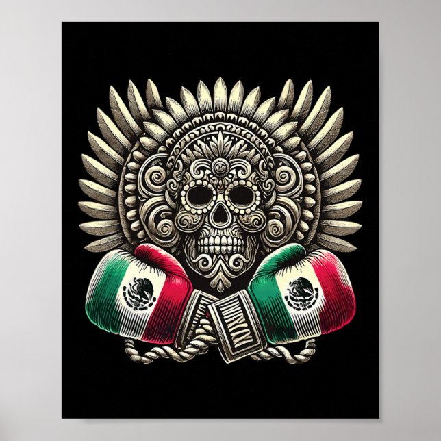 Affiche Aztec Mictlantecuhtli Mexicaine Pride Boxe 1 (Devant)