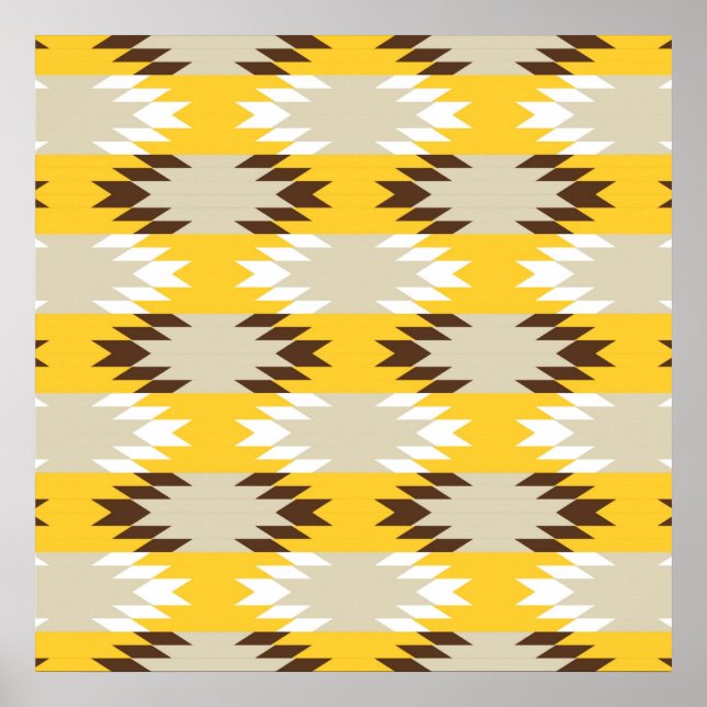 Affiche Aztec Tribal Jaune Amérindien Brown Designs (Devant)