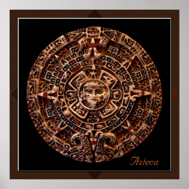 Affiche "AZTECA" Calendrier solaire maya Art Imprimé (Devant)