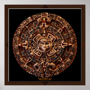 Affiche AZTECA ~ Mayan - Aztec Sun Calender Art Print