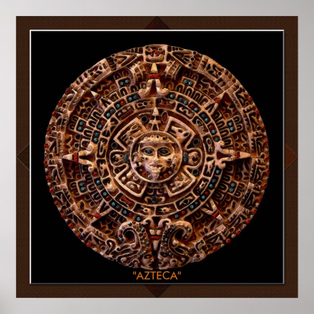 Affiche AZTECA ~ Mayan - Aztec Sun Calender Art Print (Devant)