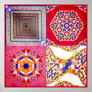 Affiche Azulejos Carreaux géométriques avec torsion CG