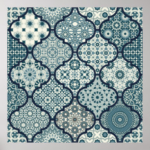 Affiche azulejos décoratifs arabes carreaux mosaïque islam