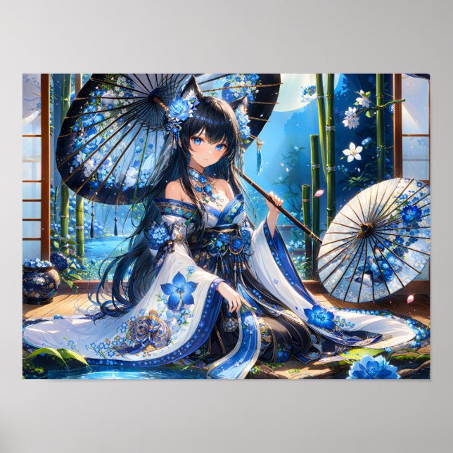 Affiche Azur Blossom Kimono Girl (Devant)