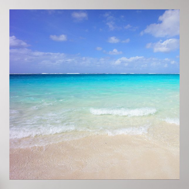 Affiche Azure Blue Caribbean Tropical Beach (Devant)