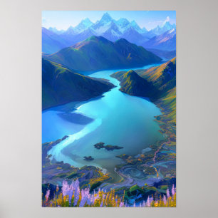 Affiche Azure Oasis : Un lac Serene Mountain