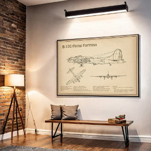 Affiche B-17 Forteresse Volante - Plan directeur de l'avio