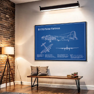 Affiche B-17 Forteresse Volante - Plan directeur de l'avio